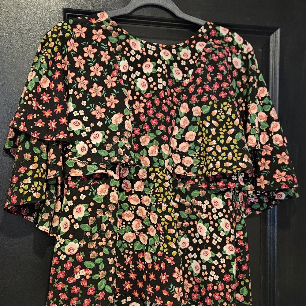 TOPSHOP Black Floral Women's Blouse